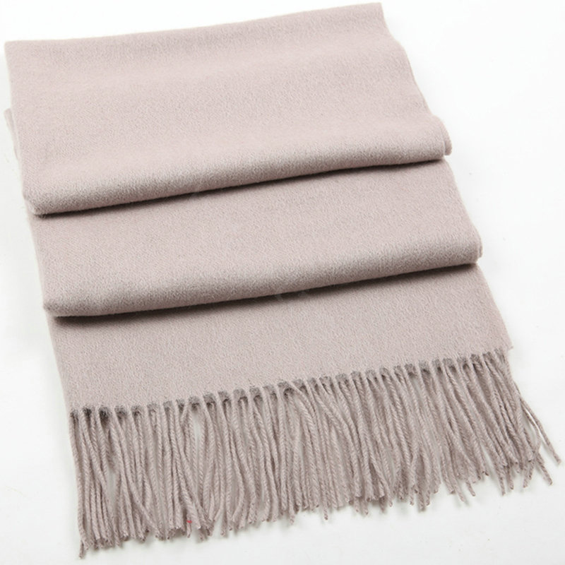Top Grade Long Solid Color Wool Scarf Man Winter Thicken Cashmere Large Tassels Muffler - Lavender