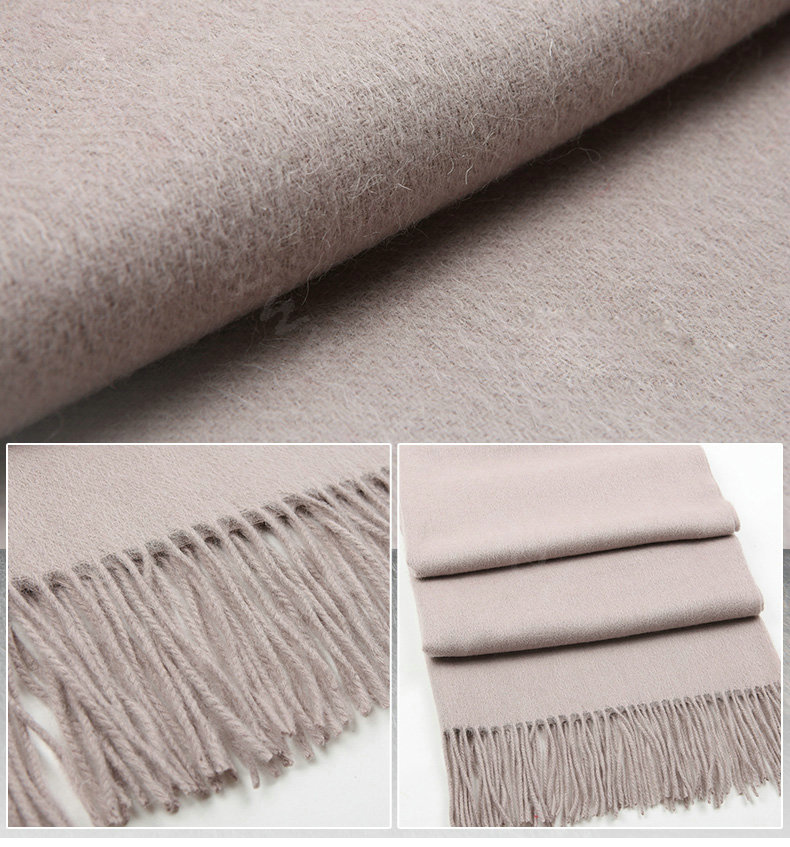 Top Grade Long Solid Color Wool Scarf Man Winter Thicken Cashmere Large Tassels Muffler - Lavender