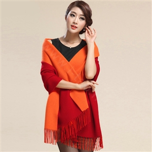 Top Grade Long Wool Shawls Berber Fleece Scarf Women Winter Thicken Tassels Cape - Red