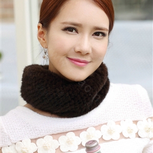 Top Grade Mink Fur Scarf Women Winter Warm Neck Wrap Knitted Fur Collar - Coffee