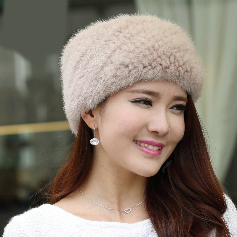 Top Grade Mink Fur Scarf Women Winter Warm Neck Wrap Knitted Fur Collar - Pink
