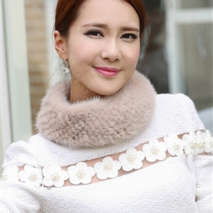 Top Grade Mink Fur Scarf Women Winter Warm Neck Wrap Knitted Fur Collar - Pink