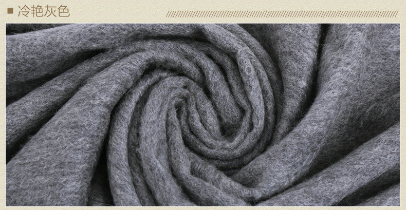 Top Grade Solid Color Long Wool Shawls Cashmere Scarf Women Winter Thicken Tassels Cape - Gray