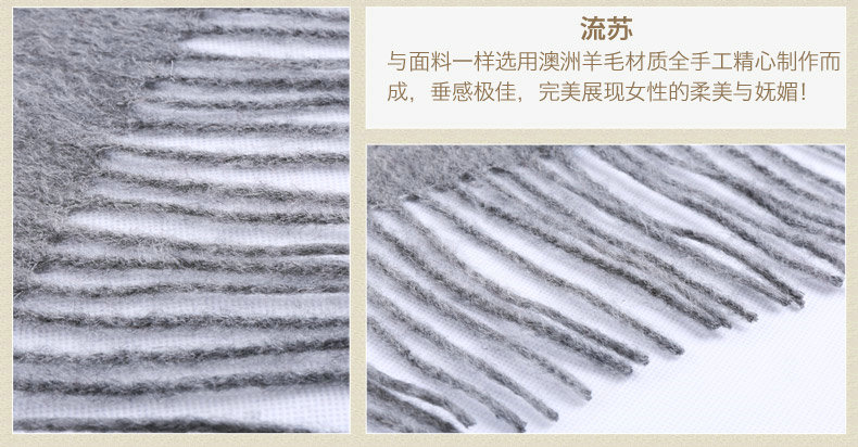 Top Grade Solid Color Long Wool Shawls Cashmere Scarf Women Winter Thicken Tassels Cape - Gray