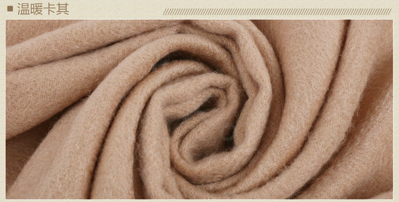 Top Grade Solid Color Long Wool Shawls Cashmere Scarf Women Winter Thicken Tassels Cape - Khaki