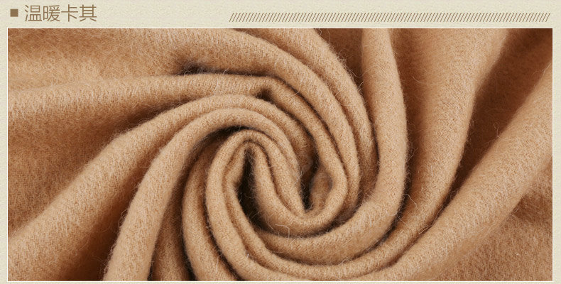 Top Grade Solid Color Wool Shawls Rex Rabbit Fur Collar Scarf Women Thicken Tassels Cape - Khaki