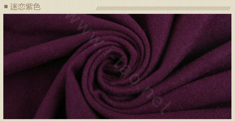 Top Grade Solid Color Wool Shawls Rex Rabbit Fur Collar Scarf Women Thicken Tassels Cape - Purple