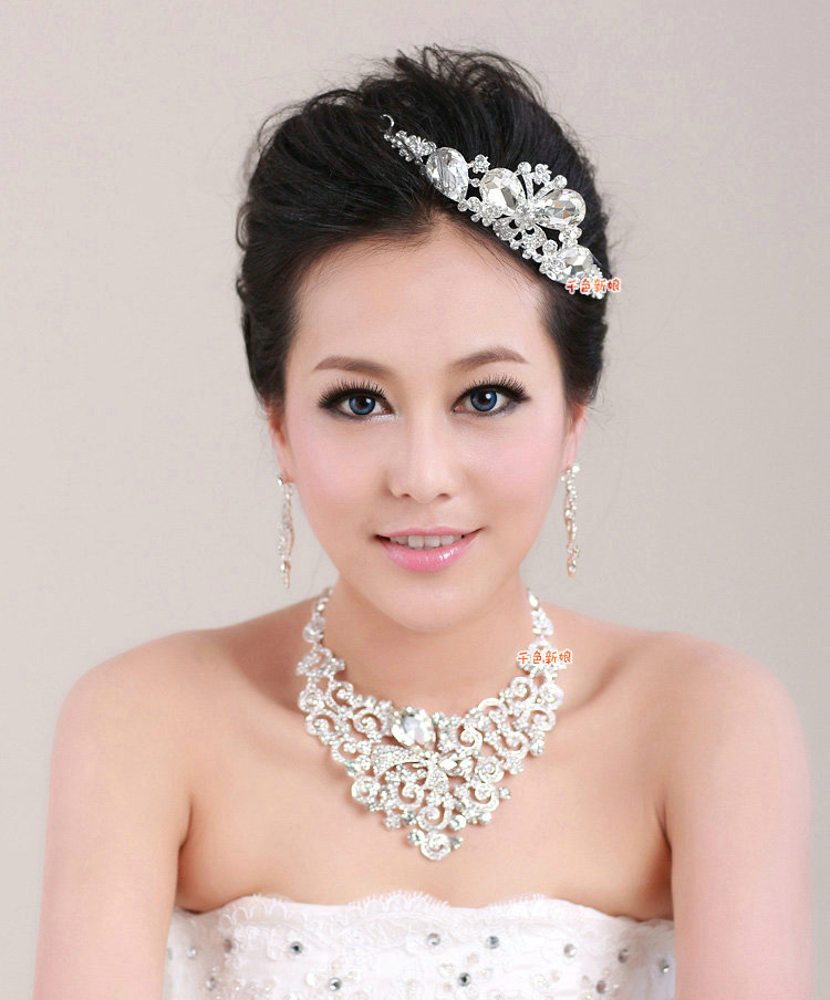Beautiful Wedding Jewelry Sets for Bridal Crystal Butterfly Tiara & Earrings & Rhinestone Necklace