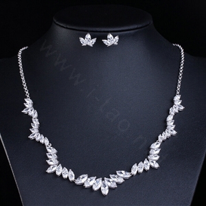 Classic Banquet Wedding Jewelry Sets Crown Diamond Earrings & Bridal Zircon Statement Necklace