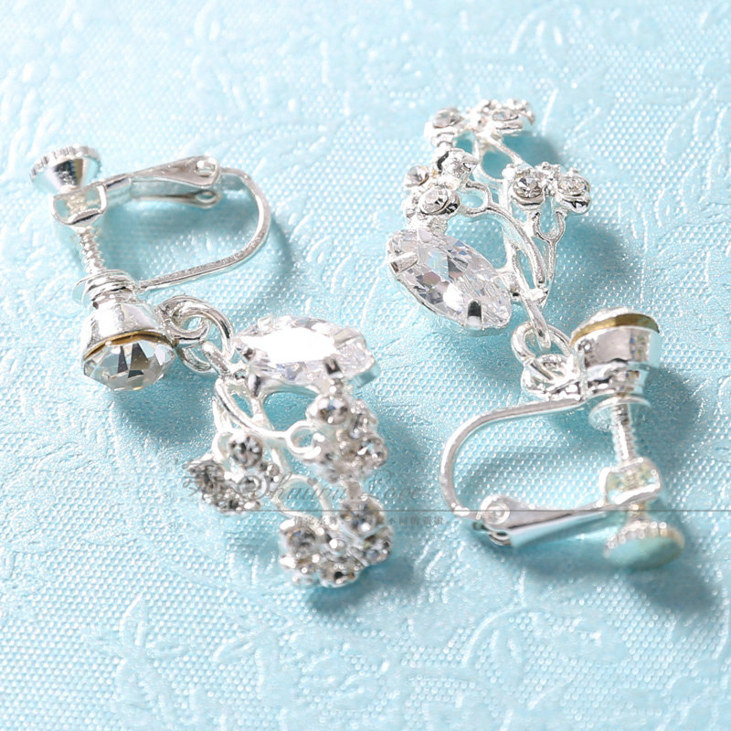Classic Simple Wedding Jewelry Sets Crystal Flower Vine Tiara & Earrings & Bridal Zircon Necklace
