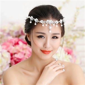 Classic Wedding Jewelry Flower Crystal Pearl Tiaras Bridal Rhinestone Crown Hair hoop Accessories