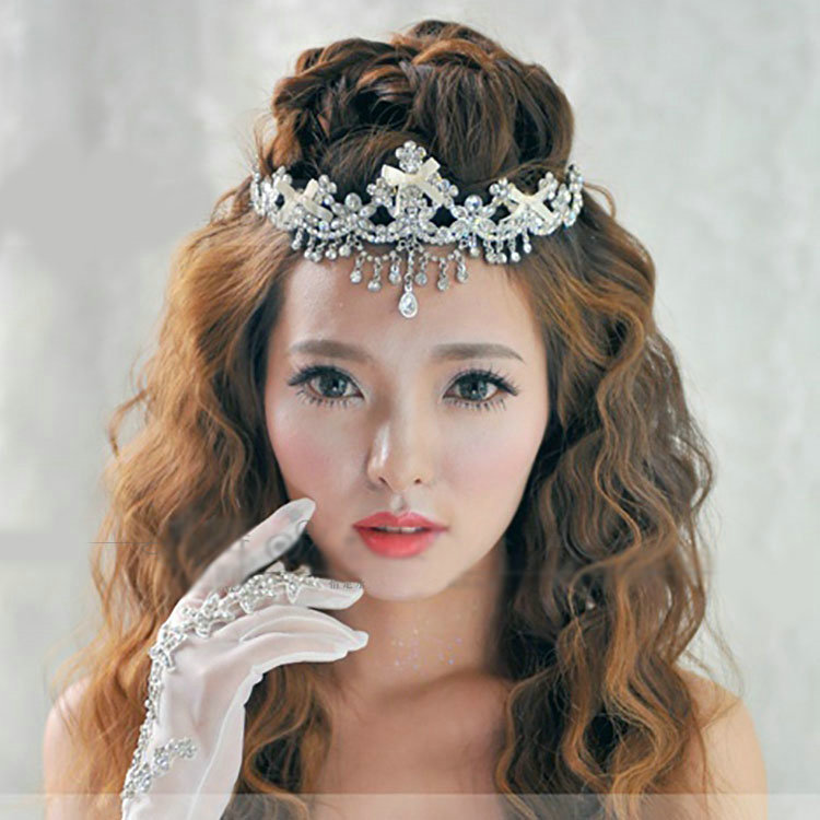 Classic Wedding Jewelry Flower Crystal Tassel Tiaras Bridal Rhinestone Crown Hair Accessories