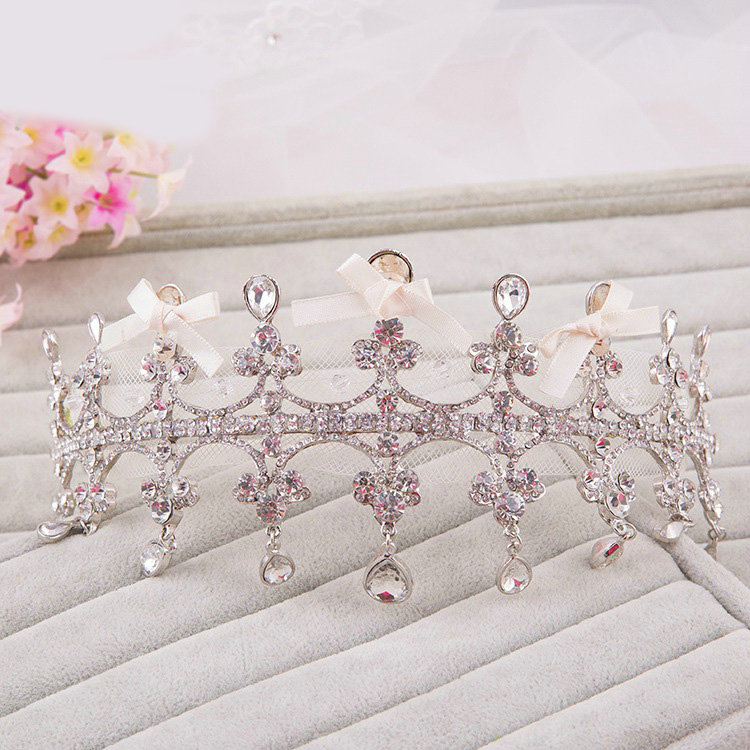 Classic Wedding Jewelry Gauze Crystal Tassel Tiaras Bridal Rhinestone Crown Hair Accessories