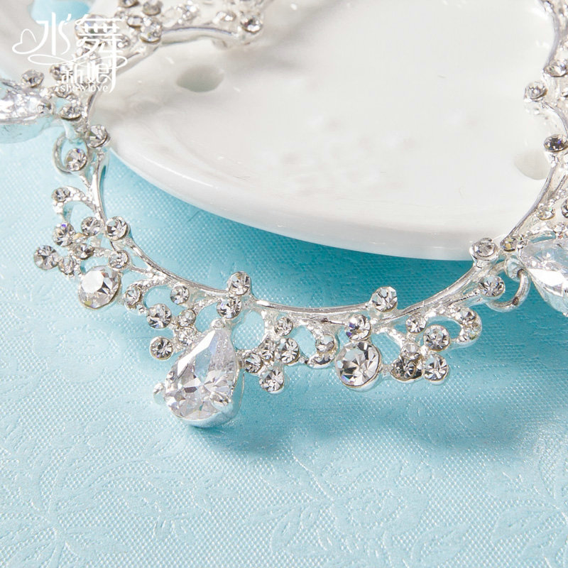 Classic Wedding Jewelry Sets Crystal Water drop Flower Vine Tiara & Earrings & Bridal Zircon Necklace