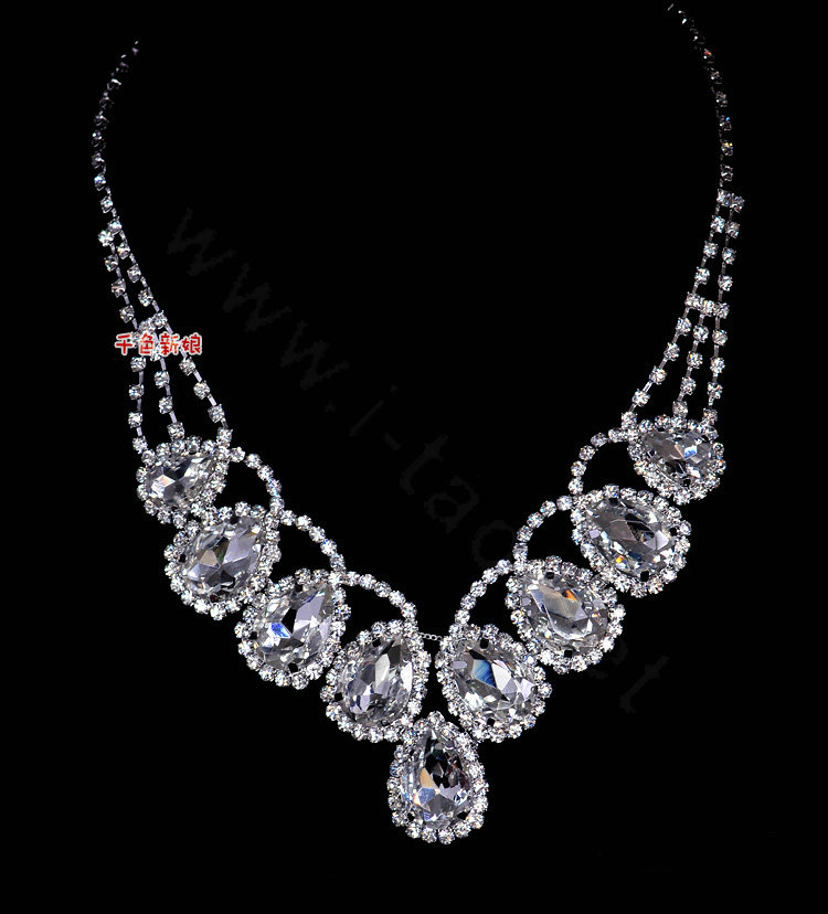 Classic Wedding Jewelry Sets for Bridal Crystal Flowers Tiara & Earrings & Rhinestone Necklace