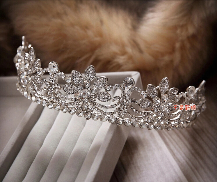 Clear Crystal Luxury Wedding Jewelry Sets For Bridal Flower Necklace Earrings Tiara
