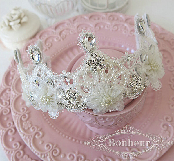 Elegant Bling Pearl Crystal Bridal Hairwear Lace Flower Hair Headband Jewelry Wedding Bride Hair Accessories