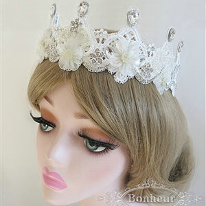 Elegant Bling Pearl Crystal Bridal Hairwear Lace Flower Hair Headband Jewelry Wedding Bride Hair Accessories