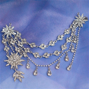 Elegant Wedding Headdress Jewelry Flower Crystal Tassel Bridal Headband Rhinestone Hair Accessories