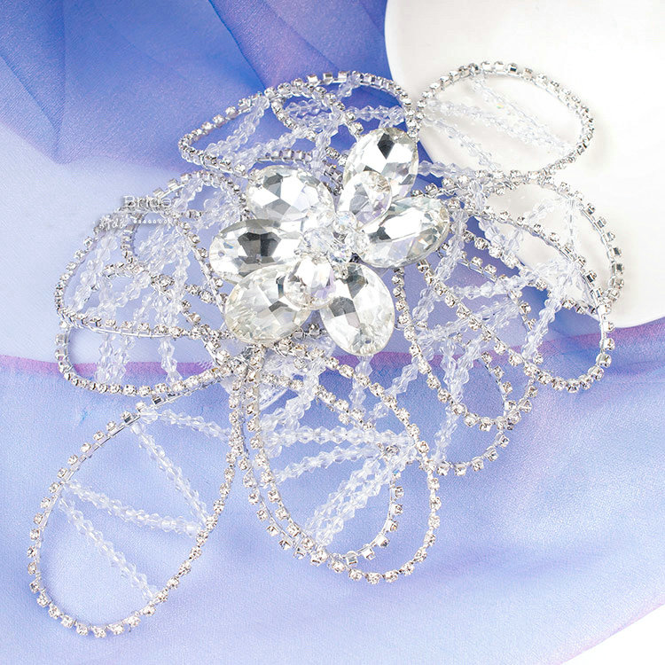 Elegant Wedding Headdress Jewelry Hollow Flower Crystal Beads Bridal Headband Hair Accessories