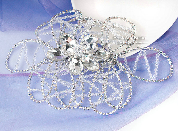 Elegant Wedding Headdress Jewelry Hollow Flower Crystal Beads Bridal Headband Hair Accessories