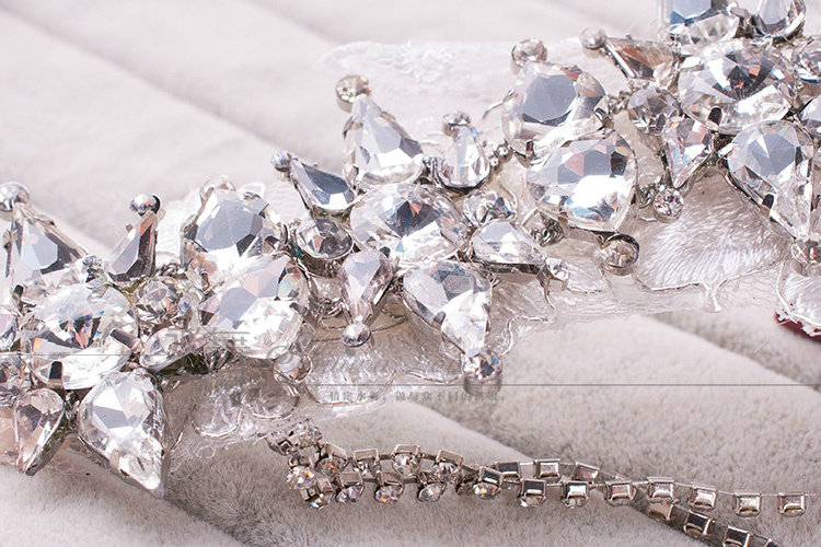 Elegant Wedding Headdress Jewelry Tassel Lace Flower Crystal Bridal Headband Hair Accessories
