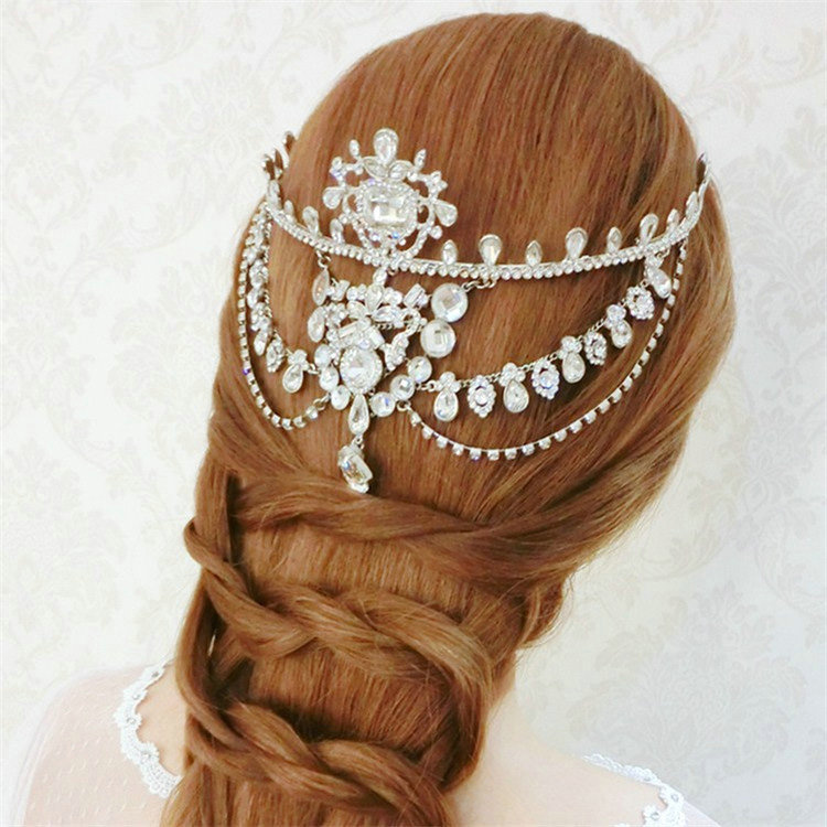 Elegant Wedding Jewelry Crystal Tassel Tiaras Bridal Rhinestone Headband Hair Accessories