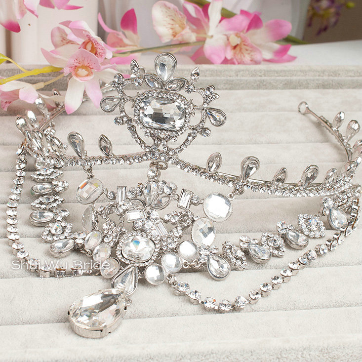 Elegant Wedding Jewelry Crystal Tassel Tiaras Bridal Rhinestone Headband Hair Accessories