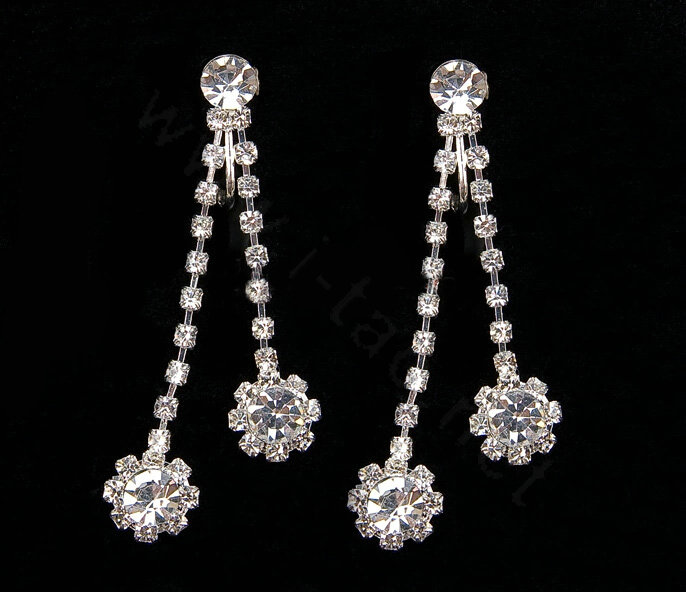 Elegant Wedding Jewelry Sets for Bridal Crystal Flower Tiara & Earrings & Rhinestone Tassel Necklace