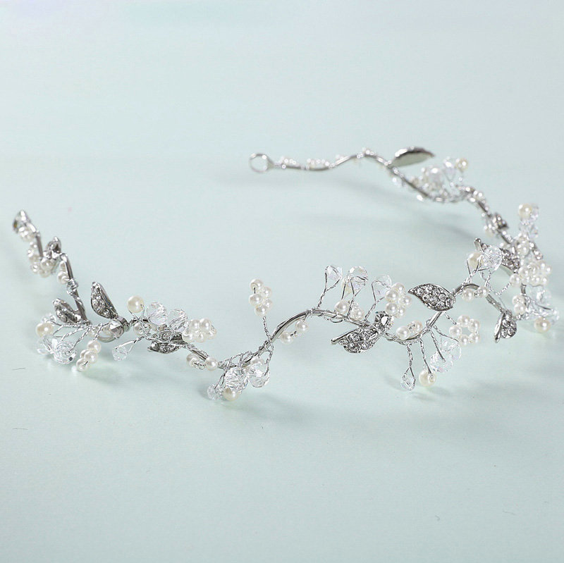 Fashion Wedding Jewelry Sets Flower Crystal Beads Tiara & Earrings & Bridal Pearl Necklace & Bracelet