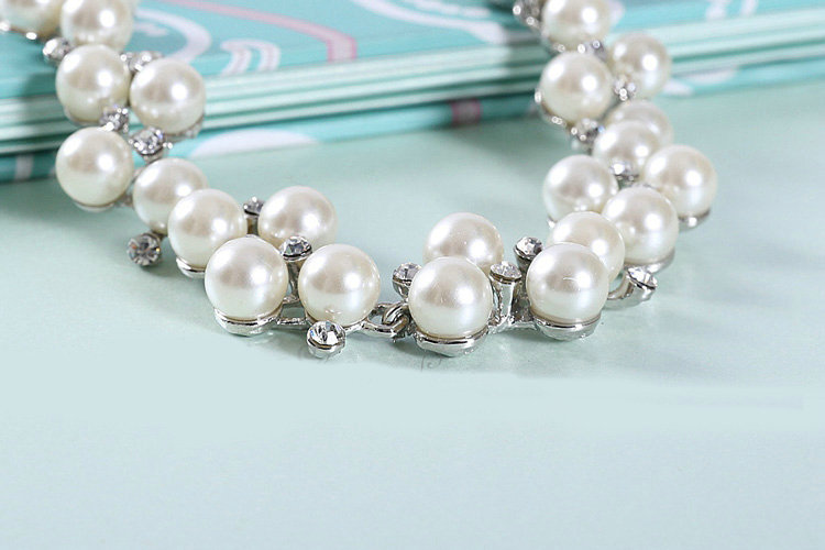 Fashion Wedding Jewelry Sets Flower Crystal Beads Tiara & Earrings & Bridal Pearl Necklace & Bracelet