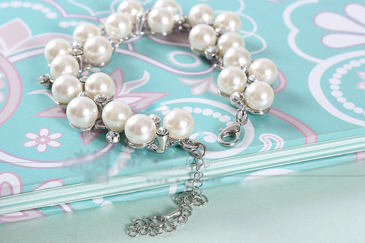 Fashion Wedding Jewelry Sets Flower Crystal Beads Tiara & Earrings & Bridal Pearl Necklace & Bracelet