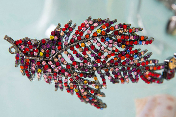 Luxury Antique Wedding Jewelry Red Leaf Crystal Tiaras Bridal Rhinestone Hair Hoop Accessories