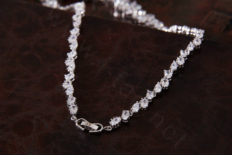 Luxury Banquet Wedding Jewelry Sets Crystal Water-drop Earrings & Bridal Zircon Statement Necklace