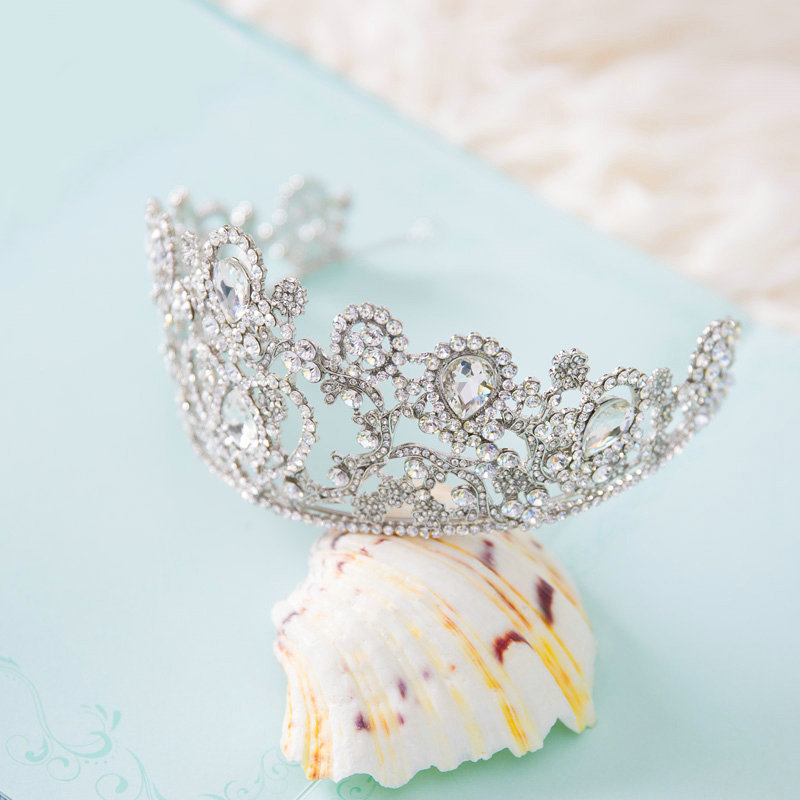 Luxury Baroque Wedding Jewelry Large Crystal Flower Bridal Crown Rhinestone Tiaras Hair Accessories