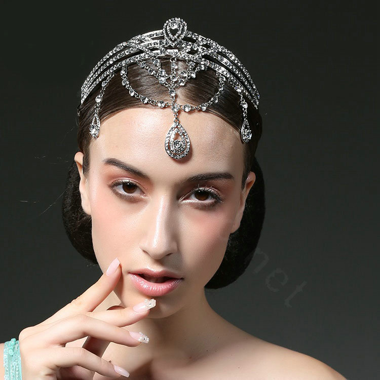 Luxury Classic European Wedding Jewelry Crystal Tassel Tiaras Bridal Crown Rhinestone Hair Accessories