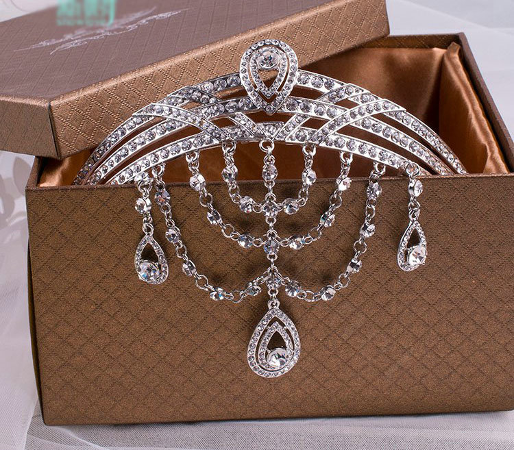 Luxury Classic European Wedding Jewelry Crystal Tassel Tiaras Bridal Crown Rhinestone Hair Accessories