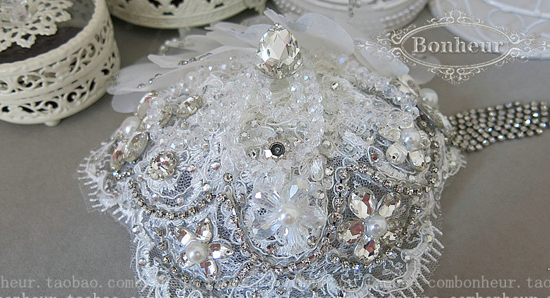 Luxury Pearl Crystal Bridal Hairwear Lace Flower Tassel Hair Headband Wedding Hair Accessories