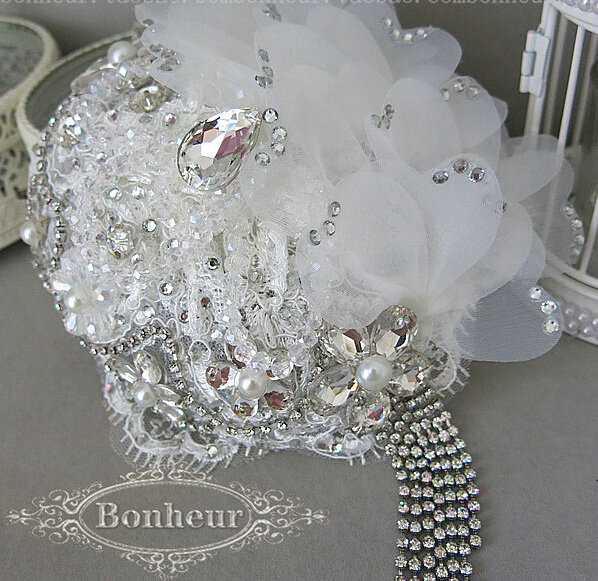 Luxury Pearl Crystal Bridal Hairwear Lace Flower Tassel Hair Headband Wedding Hair Accessories