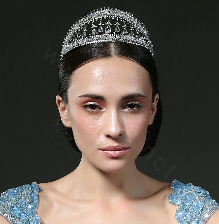 Luxury Retro Wedding Jewelry Water-drop Crystal Beads Tiaras Bridal Crown Rhinestone Accessories