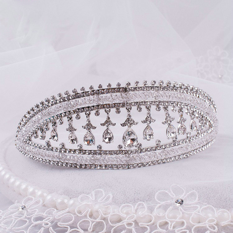 Luxury Retro Wedding Jewelry Water-drop Crystal Beads Tiaras Bridal Crown Rhinestone Accessories