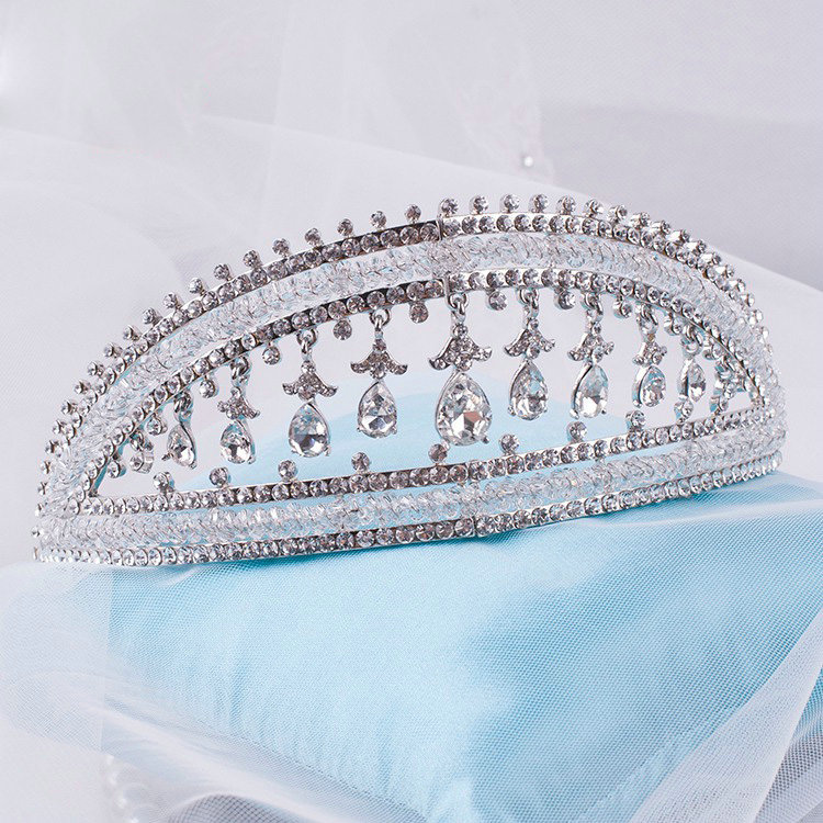 Luxury Retro Wedding Jewelry Water-drop Crystal Beads Tiaras Bridal Crown Rhinestone Accessories