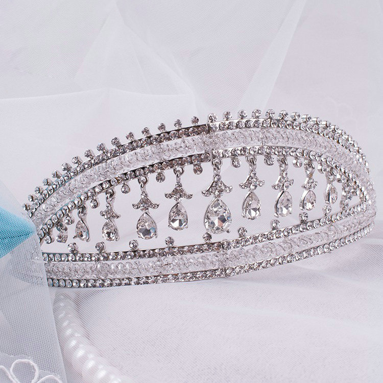 Luxury Retro Wedding Jewelry Water-drop Crystal Beads Tiaras Bridal Crown Rhinestone Accessories