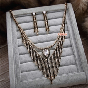 Luxury Rose Gold Wedding Bridal Accessories Elegant Tassel Crystal Necklace Earrings Sets