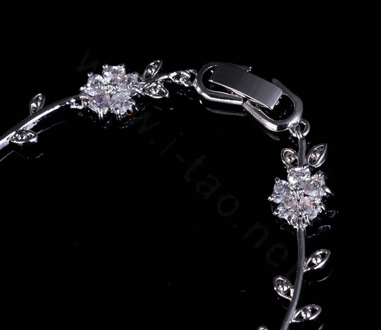 Luxury Wedding Banquet Jewelry Sets Diamond Water-drop Flower Earrings & Bridal Zircon Statement Necklace
