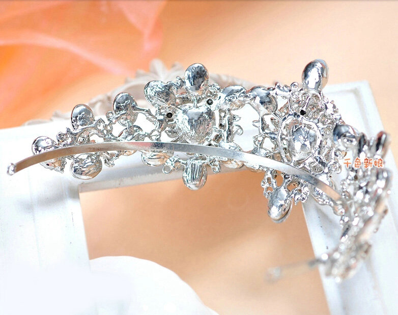 Luxury Wedding Banquet Jewelry Sets for Bridal Crystal Flower Big Tiara & Earrings & Necklace