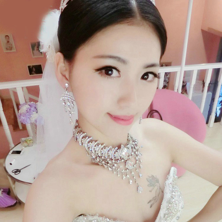 Luxury Wedding Bridal Accessories Water drops Crystal Tassels Necklace Earrings Tiara Sets