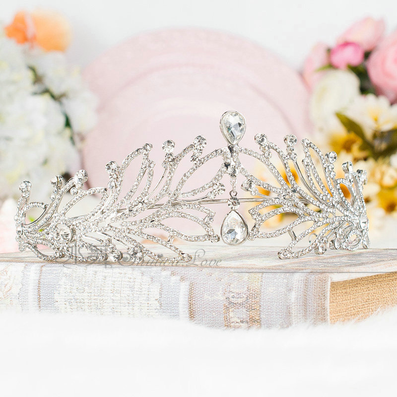 Luxury Wedding Bridal Accessories Water drops Crystal Tassels Necklace Earrings Tiara Sets