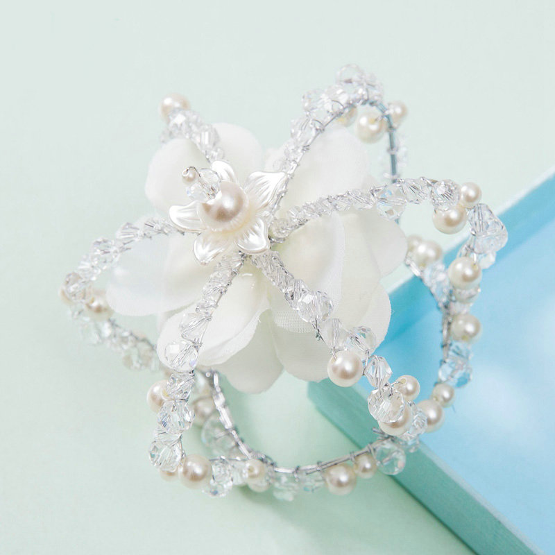 Luxury Wedding Jewelry Crystal Beads small Ring Pearl Tiaras Bridal Rhinestone Crown Hair Accessories