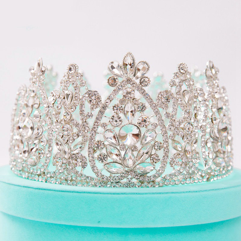 Luxury Wedding Jewelry Crystal Large Ring Flower Tiaras Bridal Rhinestone Crown Hair Accessories